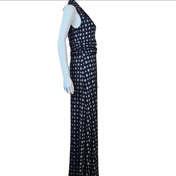 Vince Camuto Stretch Black & White Foulard Print V-Neck Sleeveless Maxi … - Picture 6 of 16